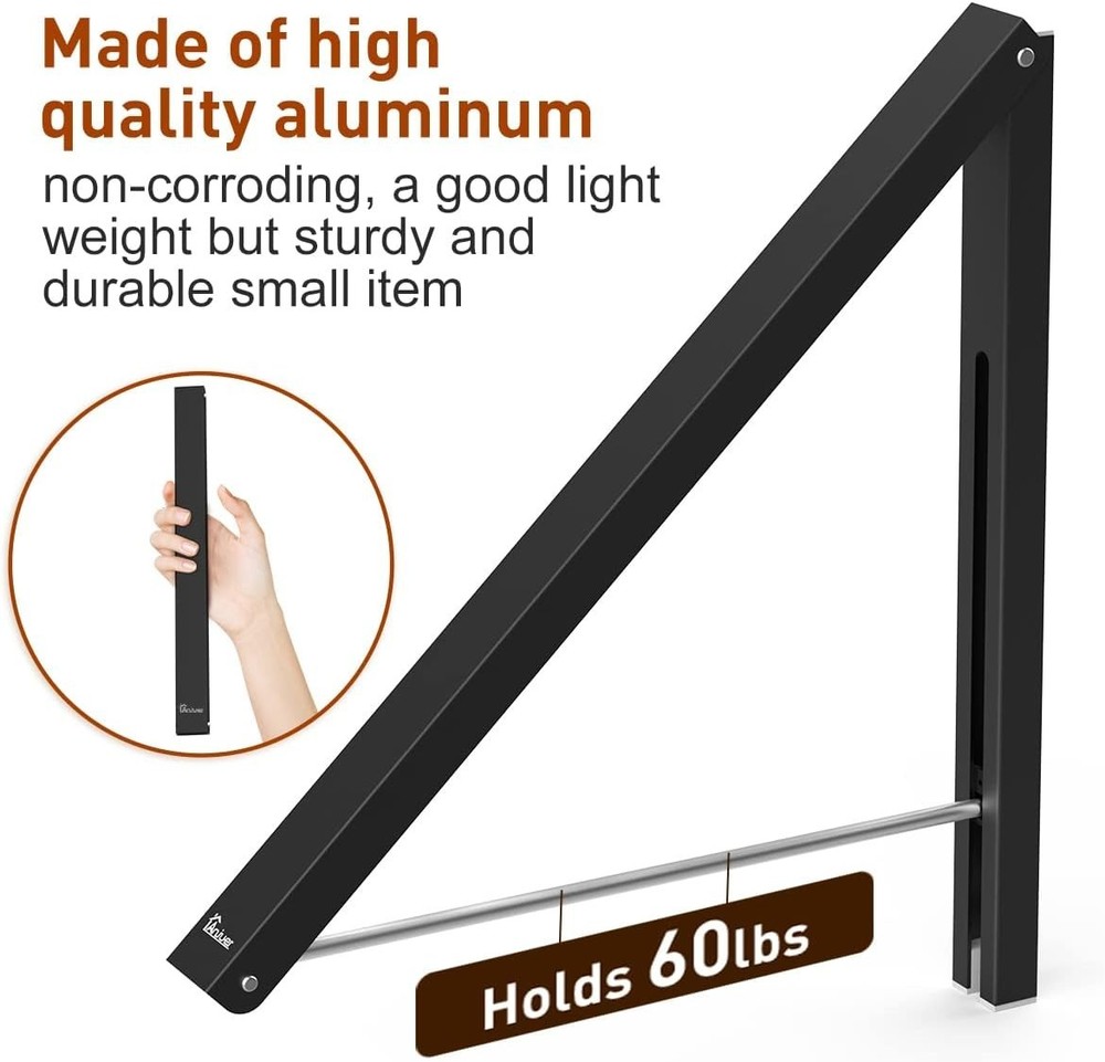 Compact Folding Drying Rack - Wall-Mounted Aluminum for Easy Space Saving