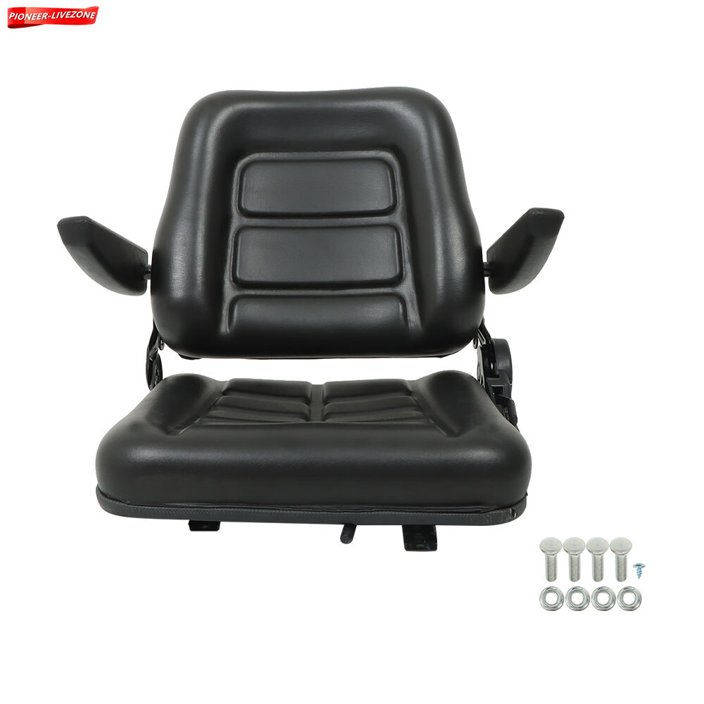 Universal Forklift Seat PVC Tractor Seat Foldable Adjustable Back & Armrest
