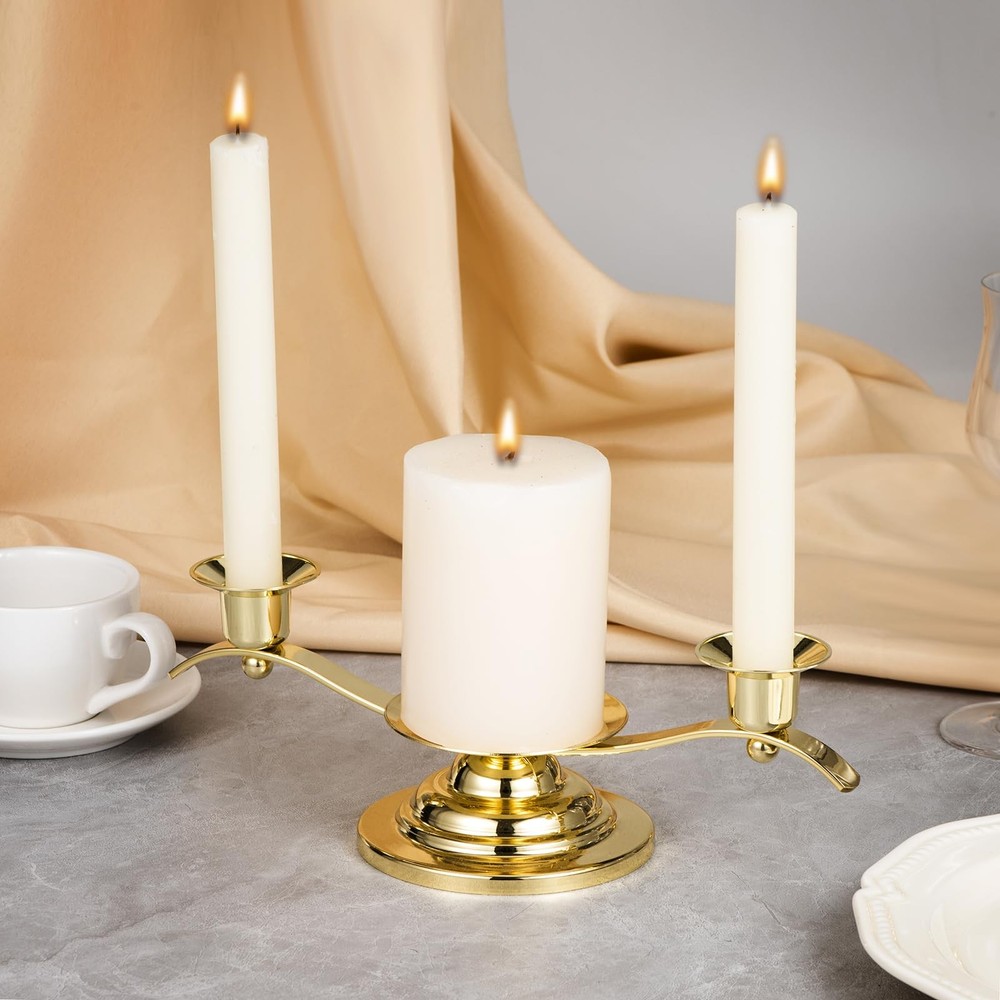 Unity Candle Holders for Weddings, 3 Arm Wedding Unity Candlestick Holder wit...