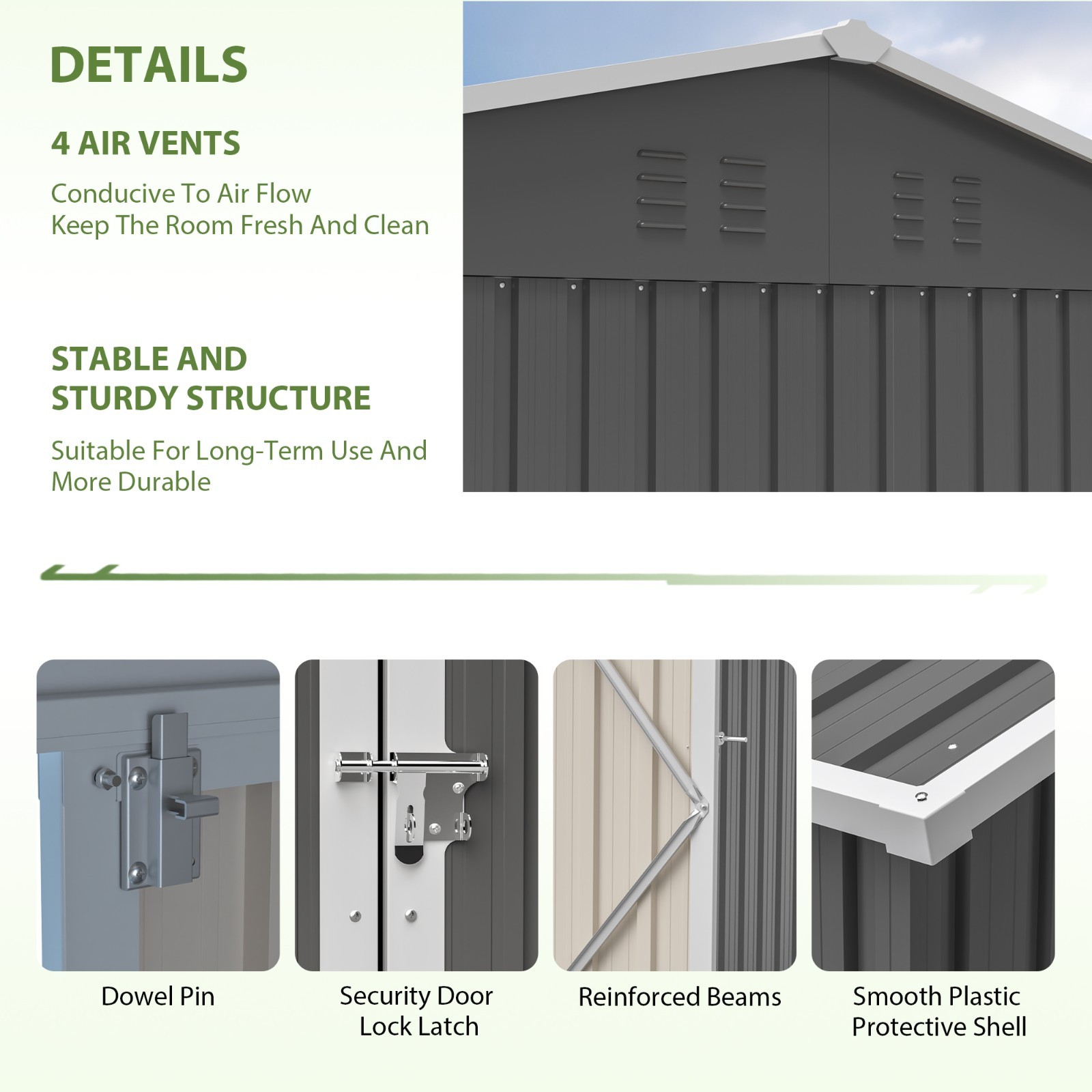 12'x10' Metal Outdoor Storage Shed Heavy Duty Garden Shed w/ Floor Kit & Window