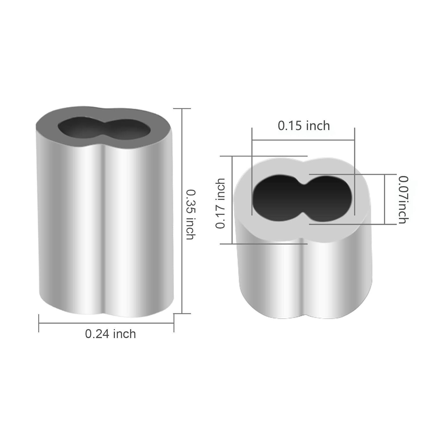 200 Pcs Aluminum Crimping Sleeve 1/16", Cable Ferrule Wire Rope Sleeves Sleeve..