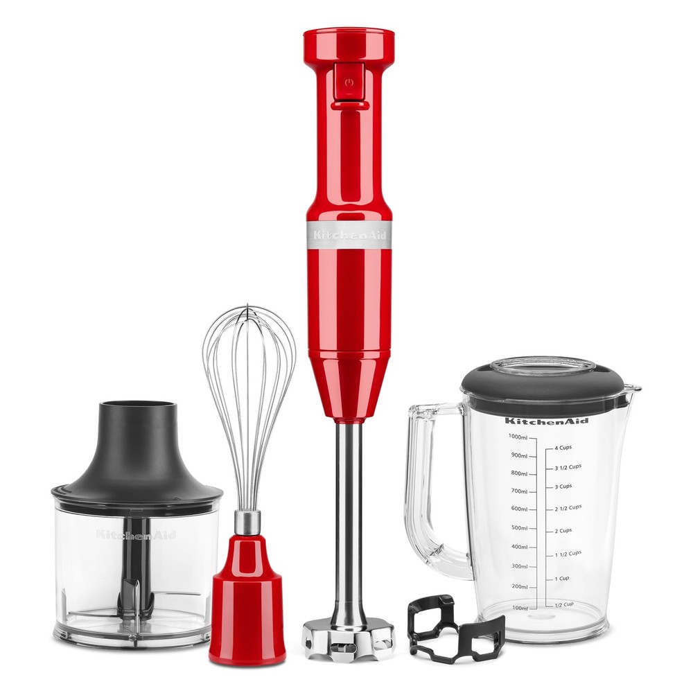 KitchenAid Variable Speed Corded Hand Blender with Accessories, Empire Red, K...