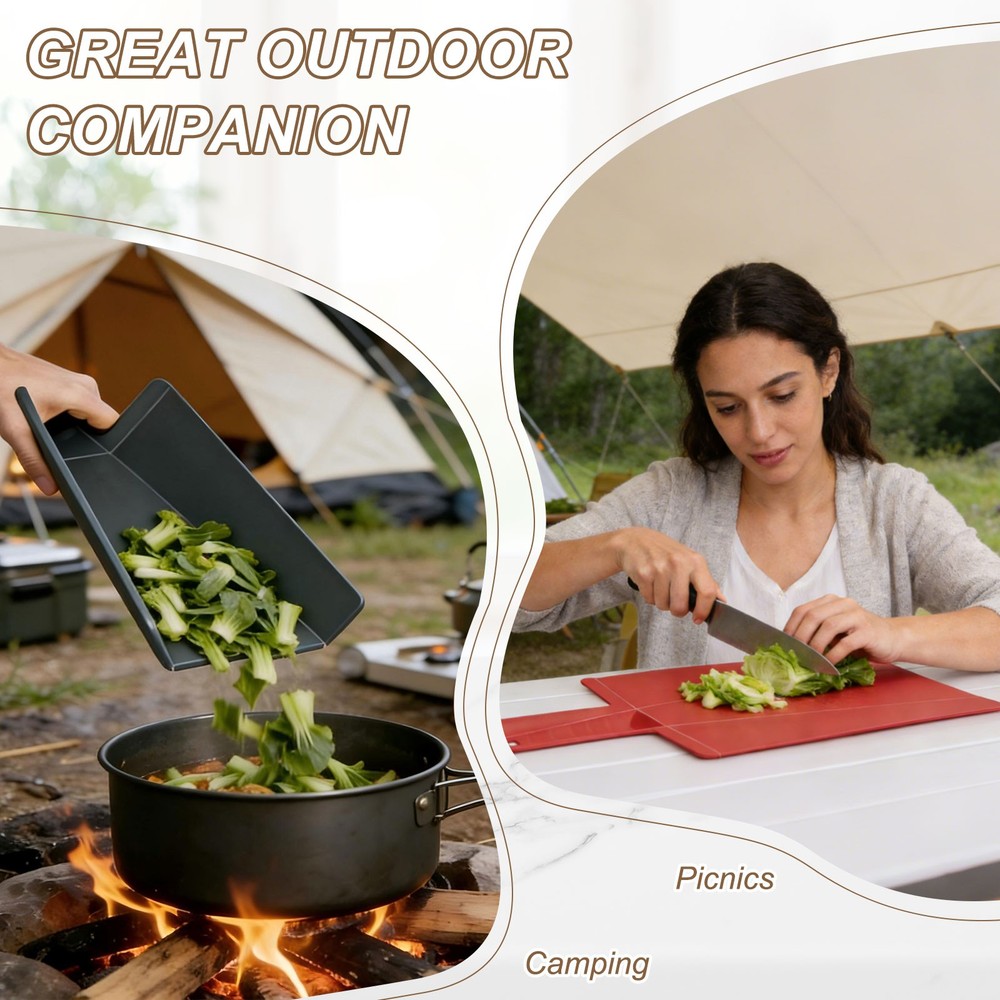 4 Pcs Foldable Cutting Board, 15" x 8.5" Plastic Folding Cutting Board, Green