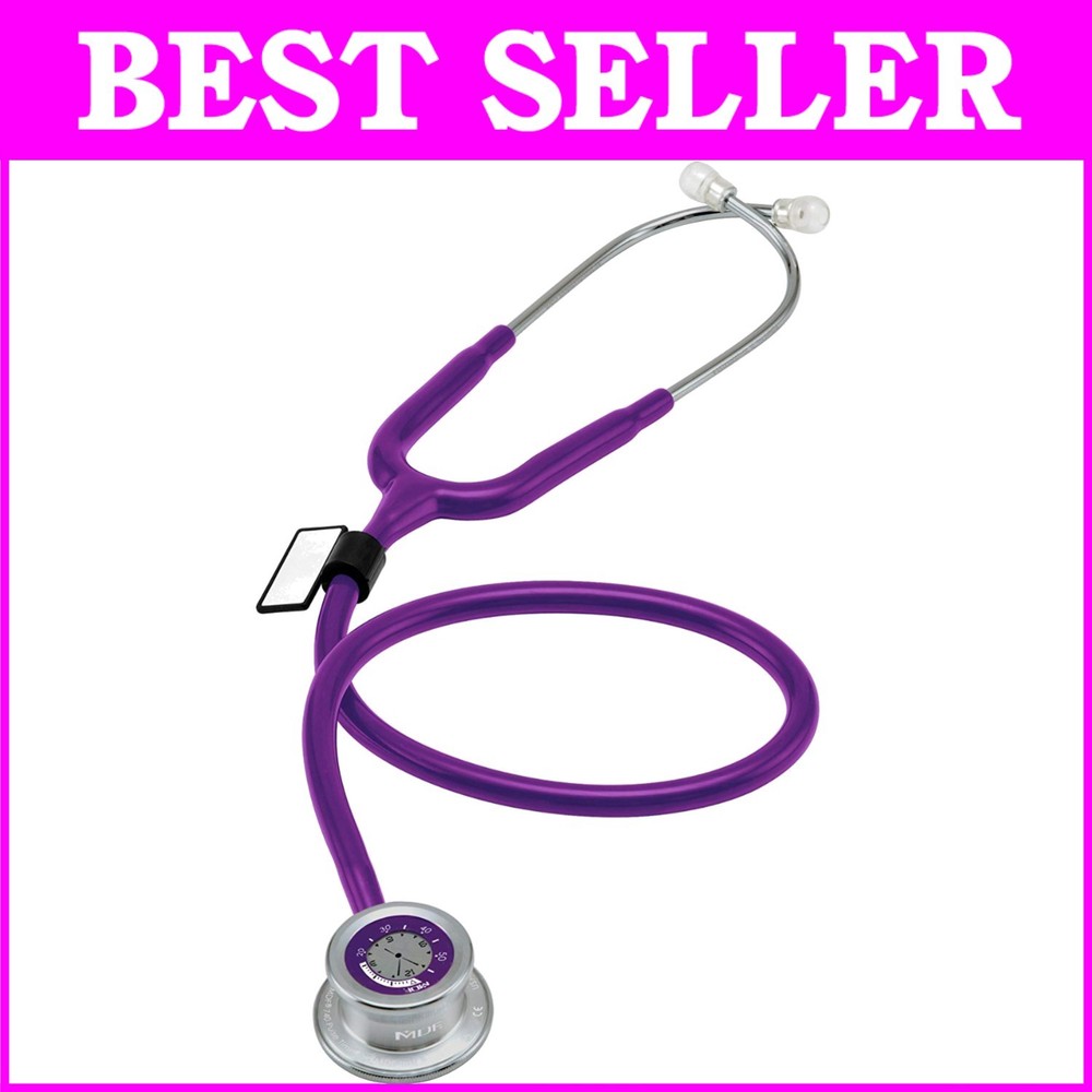 Versatile Digital LCD Clock Stethoscope with Soft Eartips - Purple Excellence