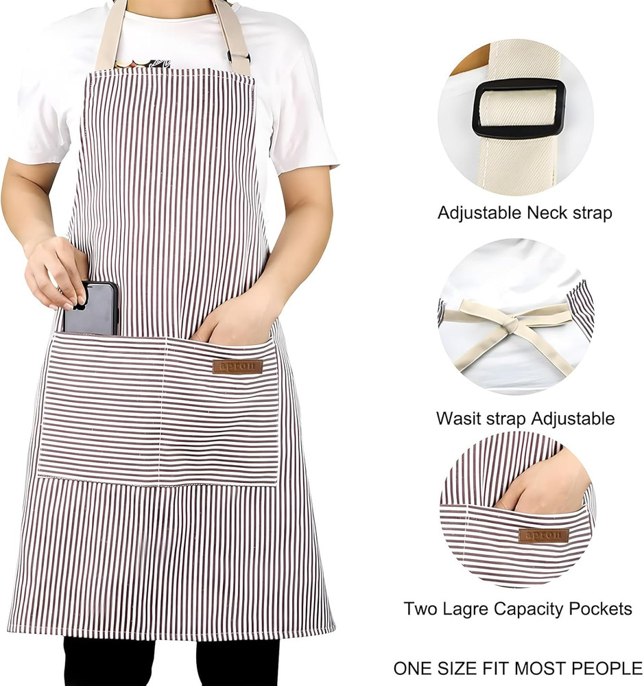 2 Pack Apron, Cooking Kitchen Aprons, Adjustable Bib Apron with 2 Pockets for Me