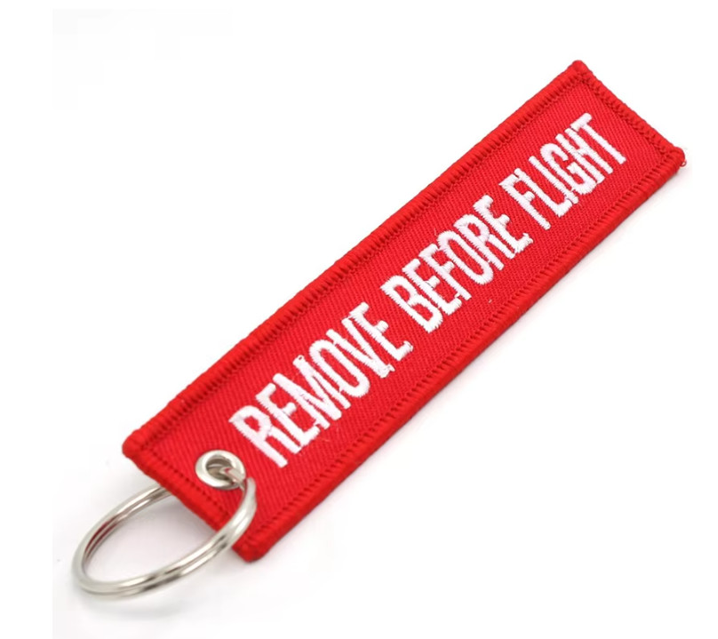 Remove Before Flight  Backpack Pendant Key Ring Woven Special Luggage Label Red