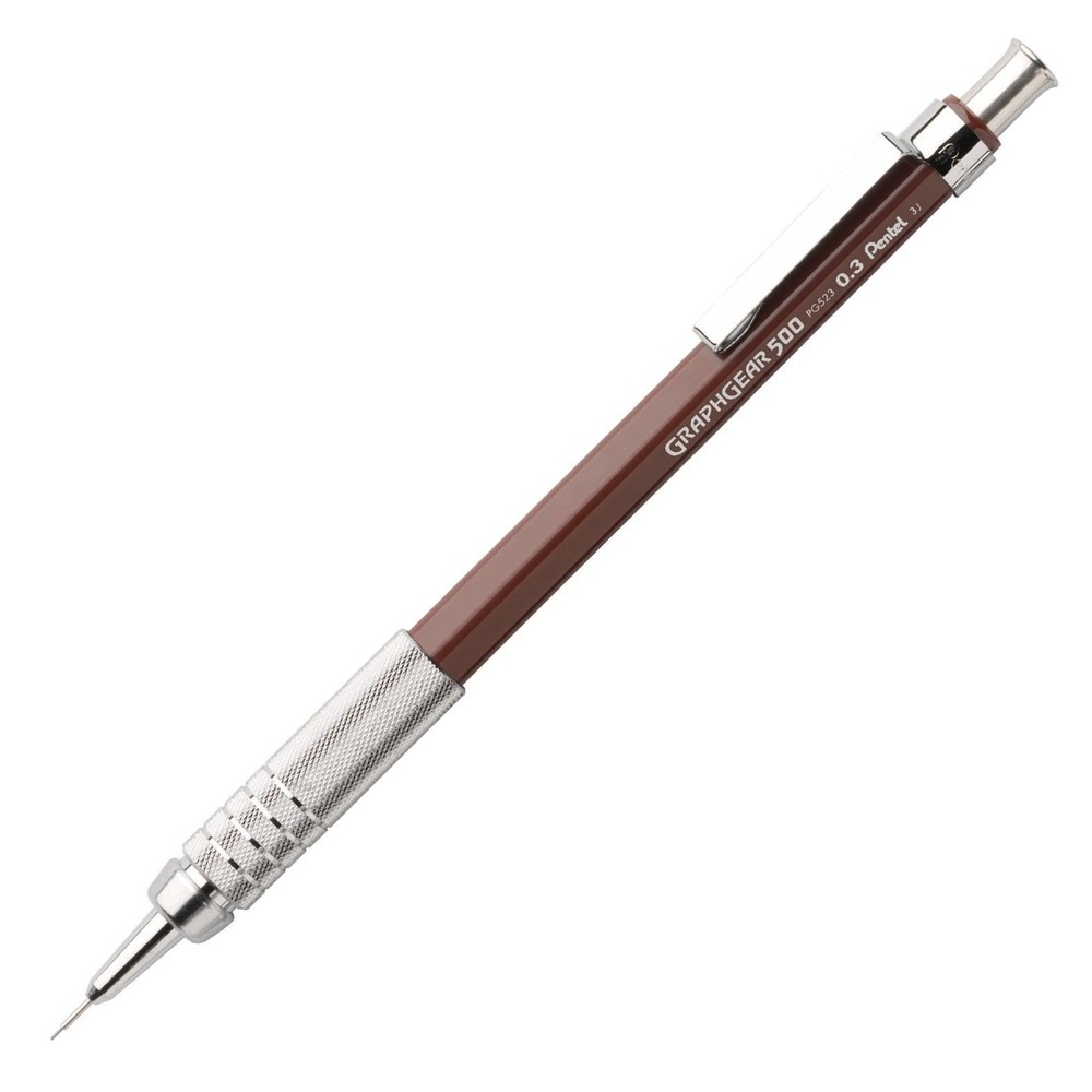 PG523E Pentel GraphGear 500 Automatic Drafting Pencil, 0.3mm, Brown, 1 Each