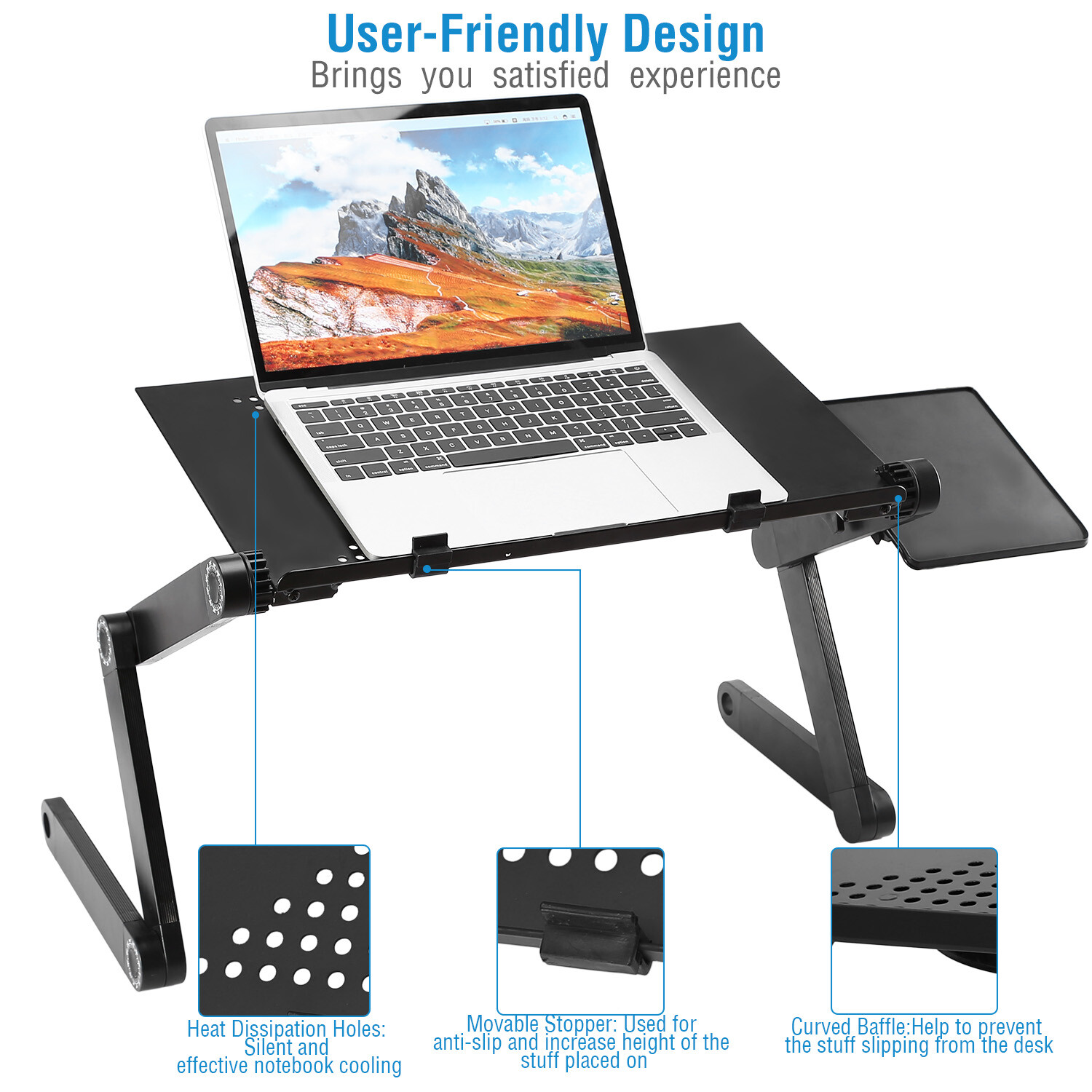 360° Adjustable Laptop Table Stand Lap Sofa Bed Tray Foldable PC Notebook Desk