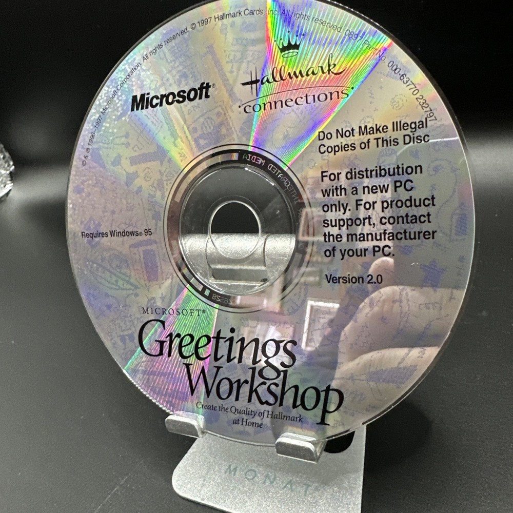 1997 Microsoft Windows 95 New PC CD Hallmark Connections Greetings Workshop V2.0