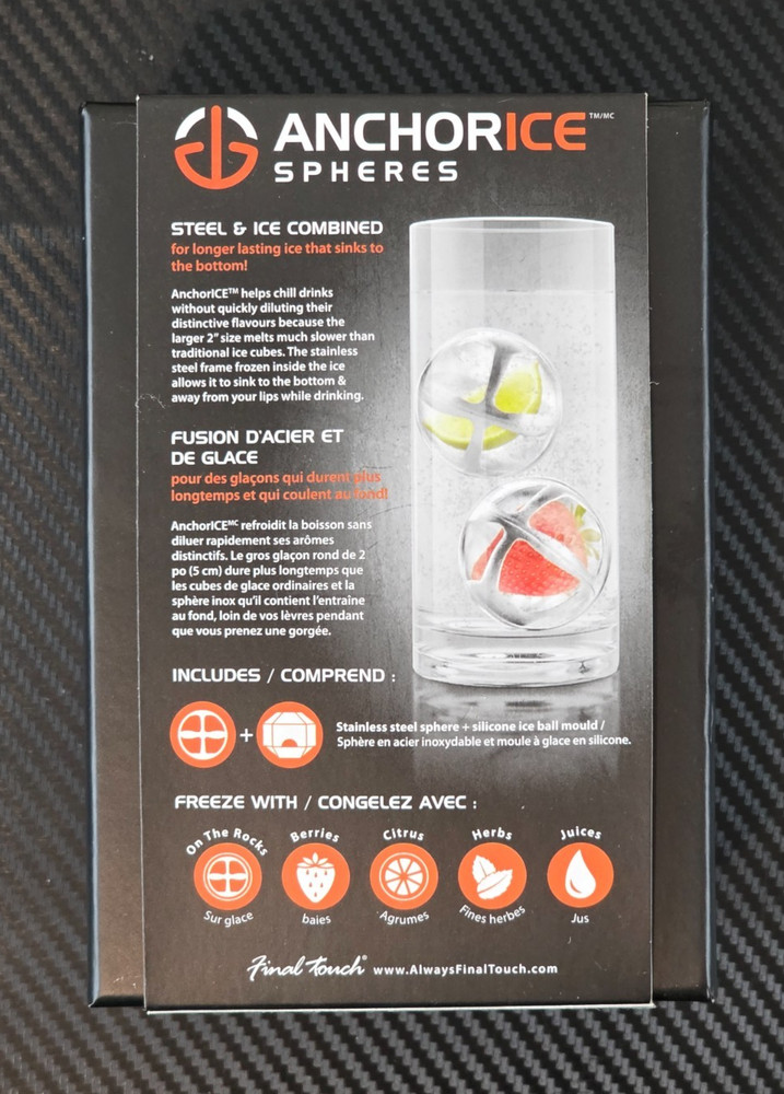 Final Touch Anchor Ice Sinking Drink Sphere/Ball Elevate Drinks with Sinking Ice