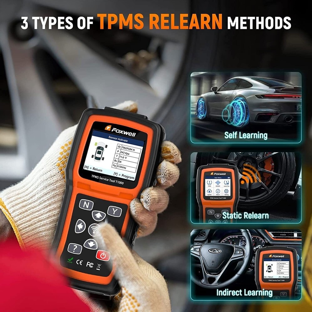 FOXWELL T1000 TPMS Relearn Tire Sensor Pressure Programming Reset Car Diagnostic