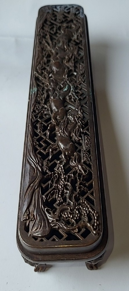 Antique Rectangular Bronze Horse Incense Burner 长方形群奔马青铜熏香炉 j8