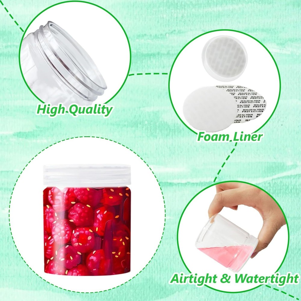 20Pack 4oz Clear Plastic Slime Containers with Lids,Round Refillable