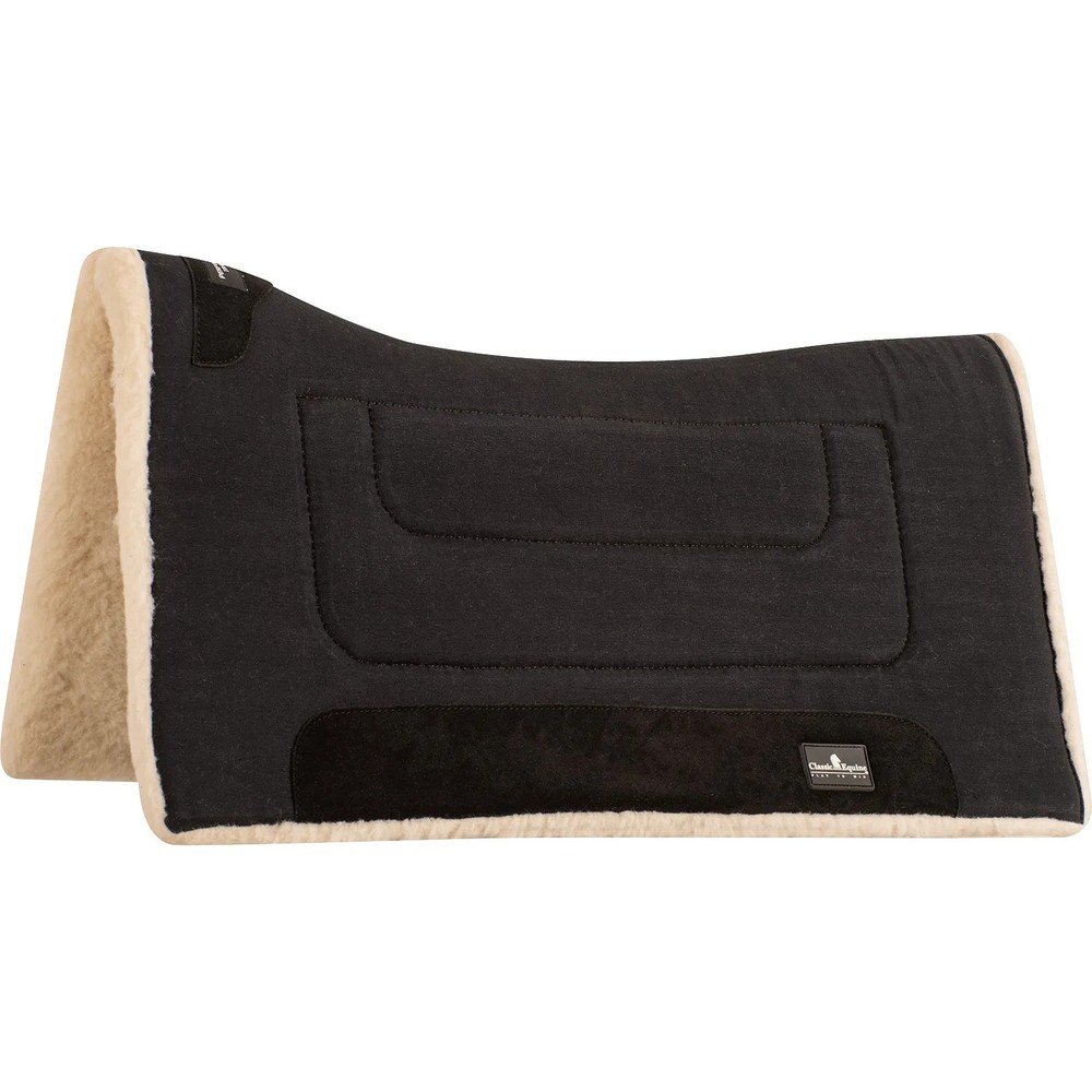 Classic Equine Performance Trainer Western Saddle Pad - Black - 3/4” Wool Felt