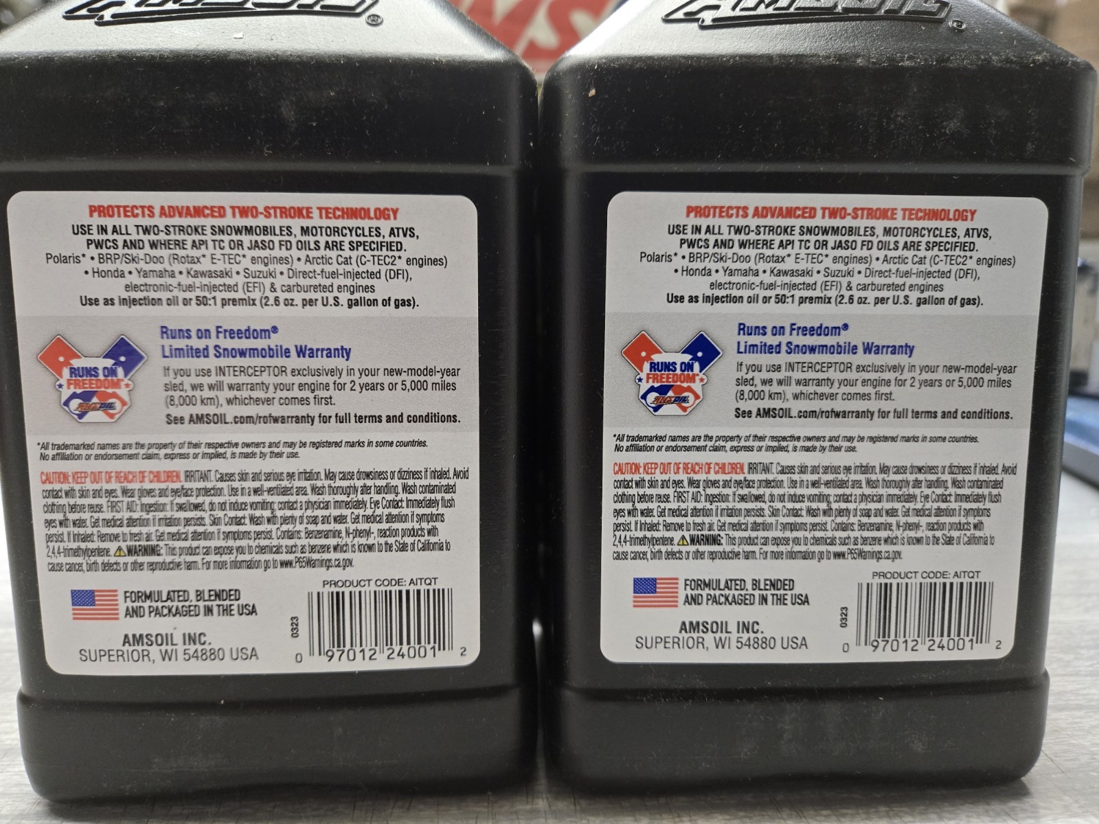 AMSOIL Interceptor 100% Synthetic 2-Stroke Oil- PACK OF 4 QUARTS