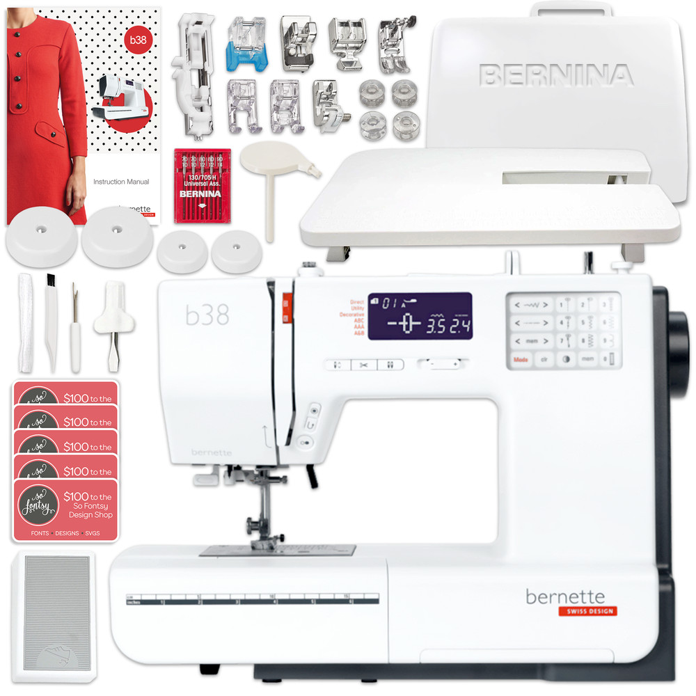 Bernette B38 Top End Computerized Sewing Machine Bundle w/ 8 Pressure Feet