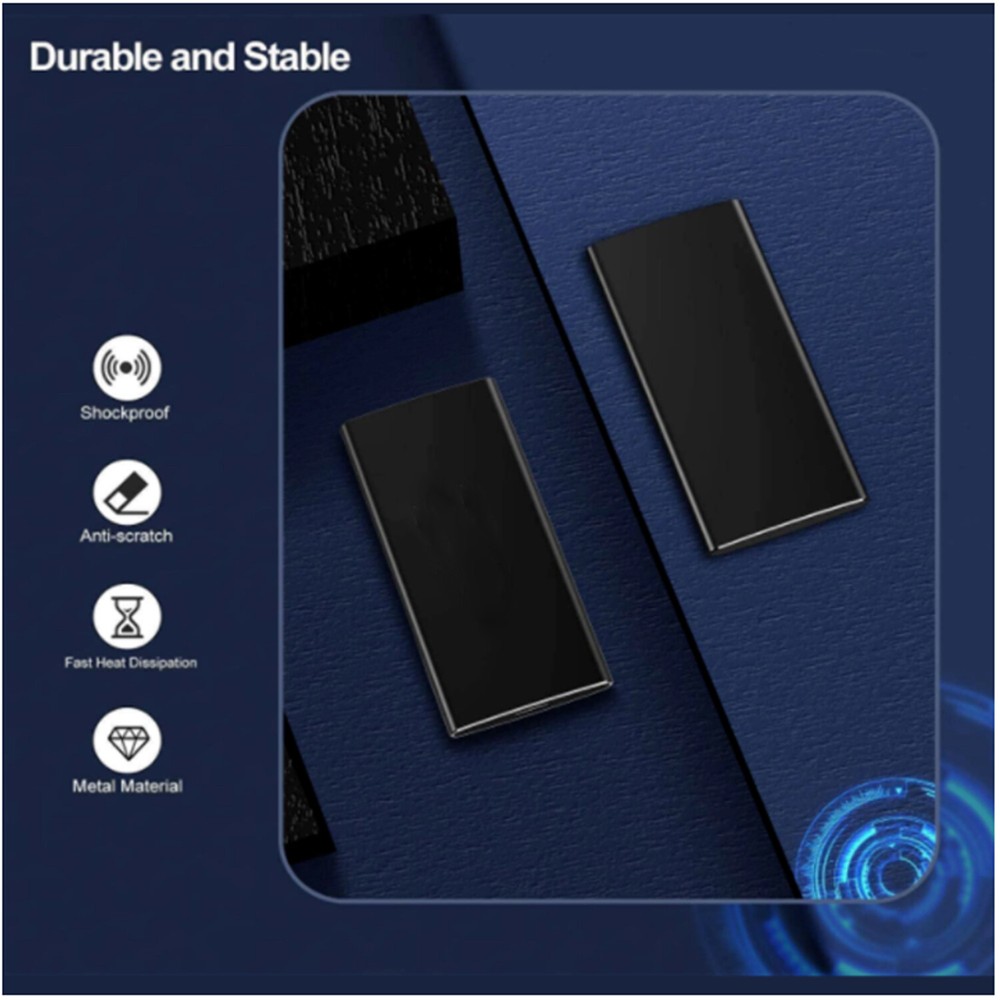 1TB SSD Hard Drive External Solid State Slim USB-C Flash Drive For PC/ Laptop