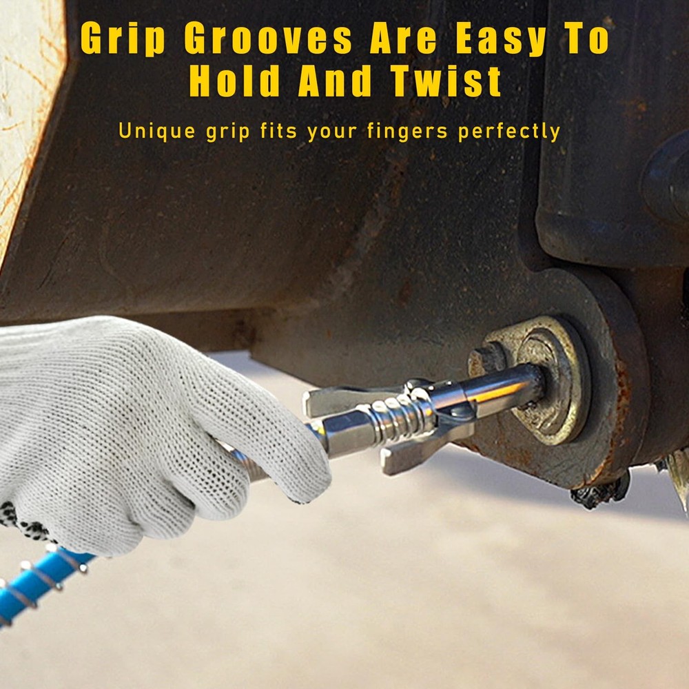 Ziciner Grease Gun Coupler, Double Handles Quick Lock Release 1 PC