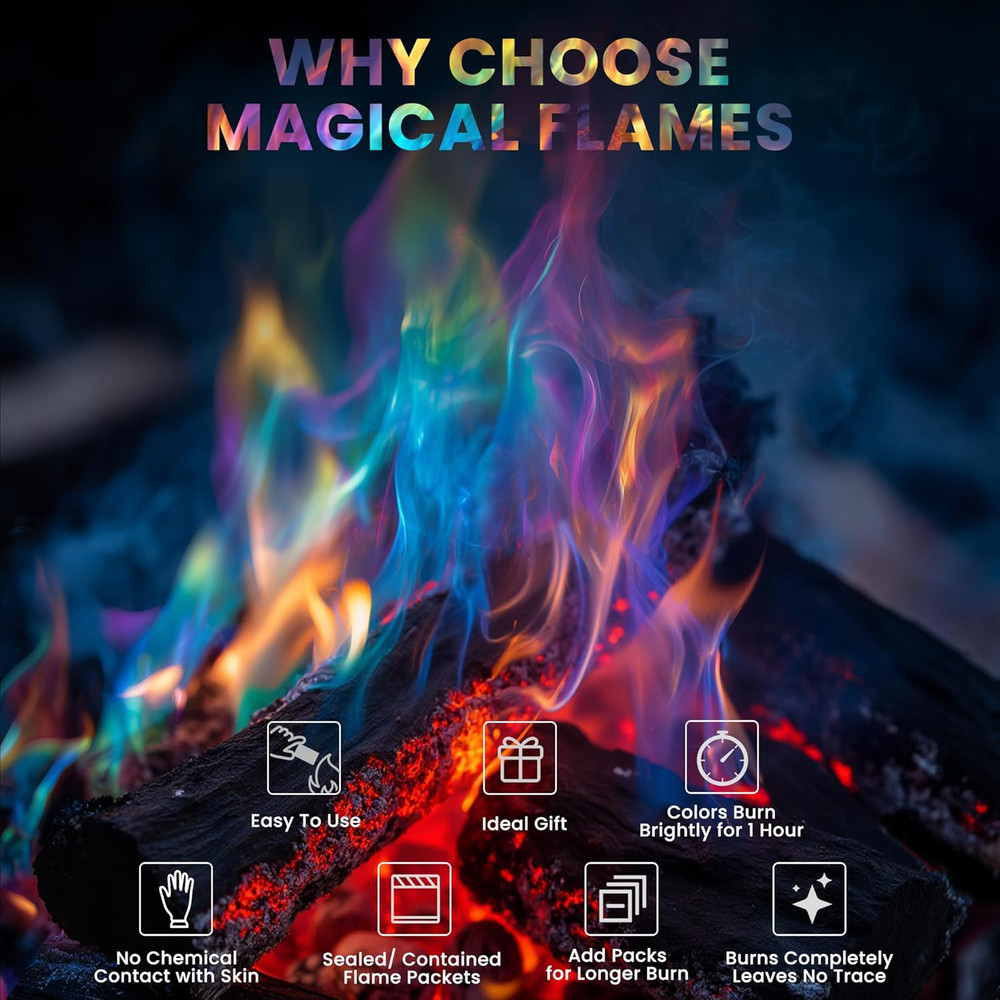 Magical Flames Fire Color Changing Packets Fire Pit (12 Pack), Fire Color Packet
