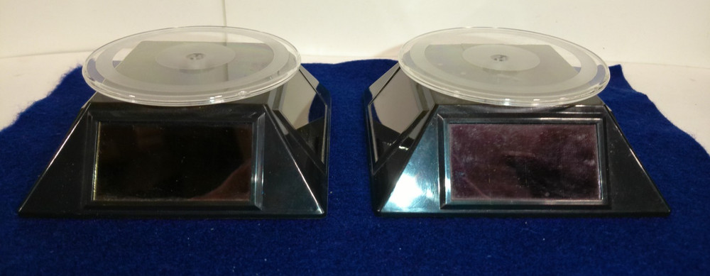 2 Solar Power Black Small Spinning Display Turntables