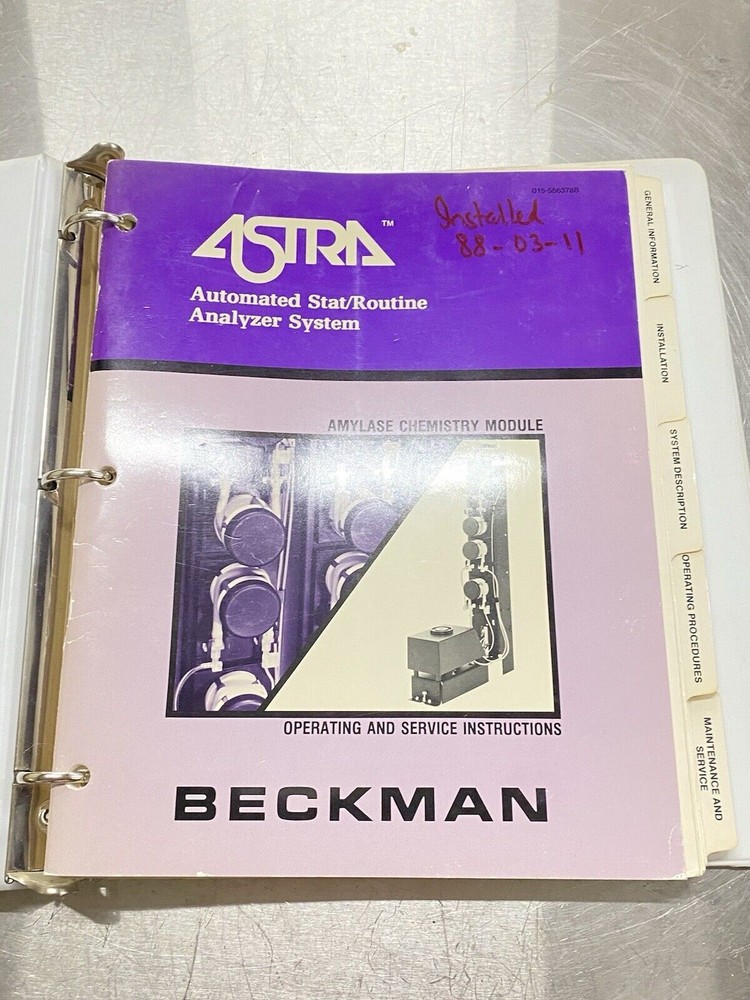 Beckman Astra Automated Stat/routine Analyzer System - Users Guide / Manual