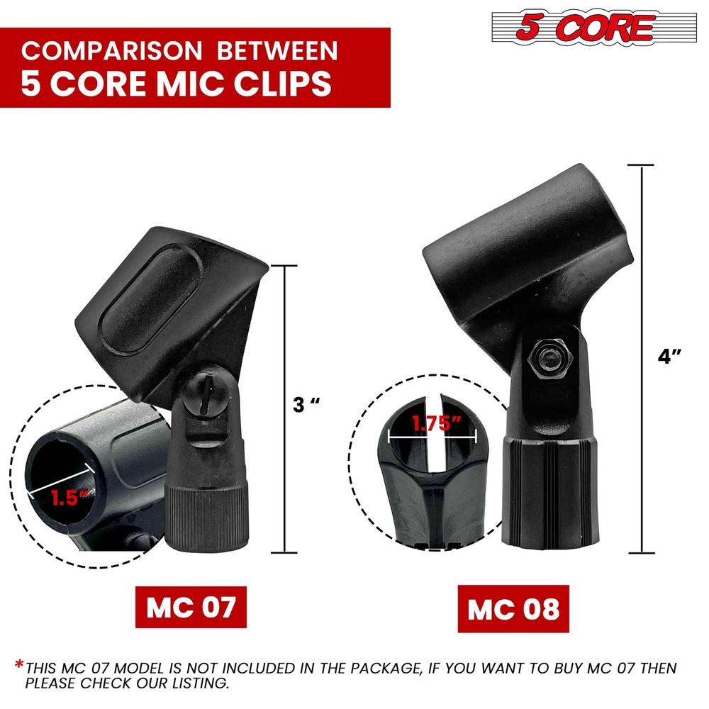 Pencil Microphone Clip Holder Black Angle Adjustable Slim Condenser Mic Adapt...