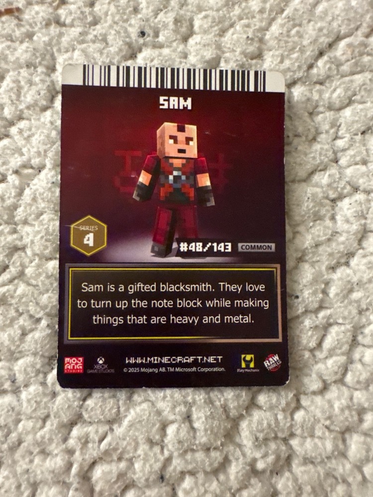 Minecraft dungeon cards Sam skin
