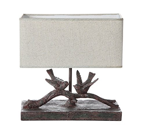Rustic Bird Lamp with Rectangle Shade Bronze