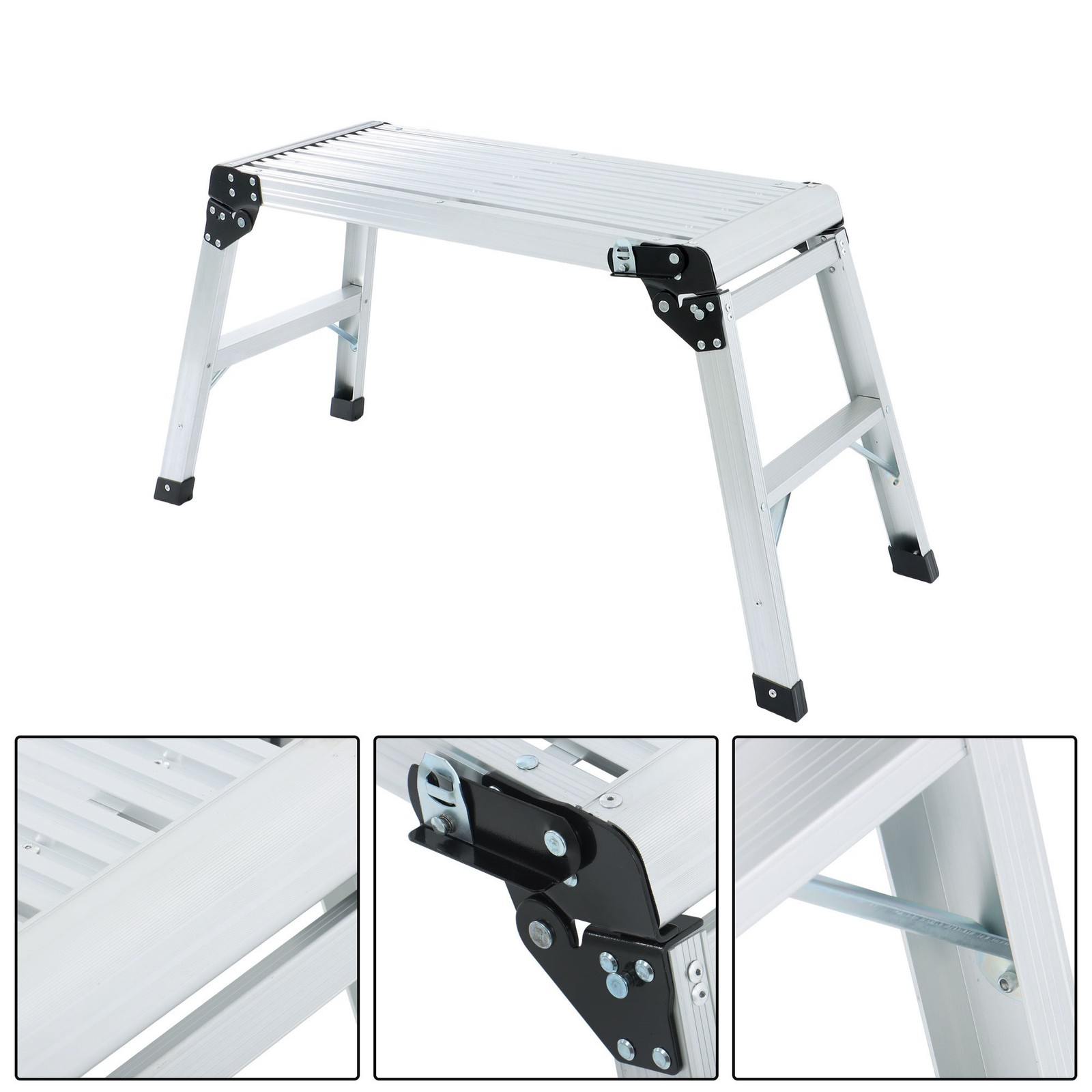 330lbs Aluminum Step Stool Non-slip Folding Work Platform Drywall Ladder