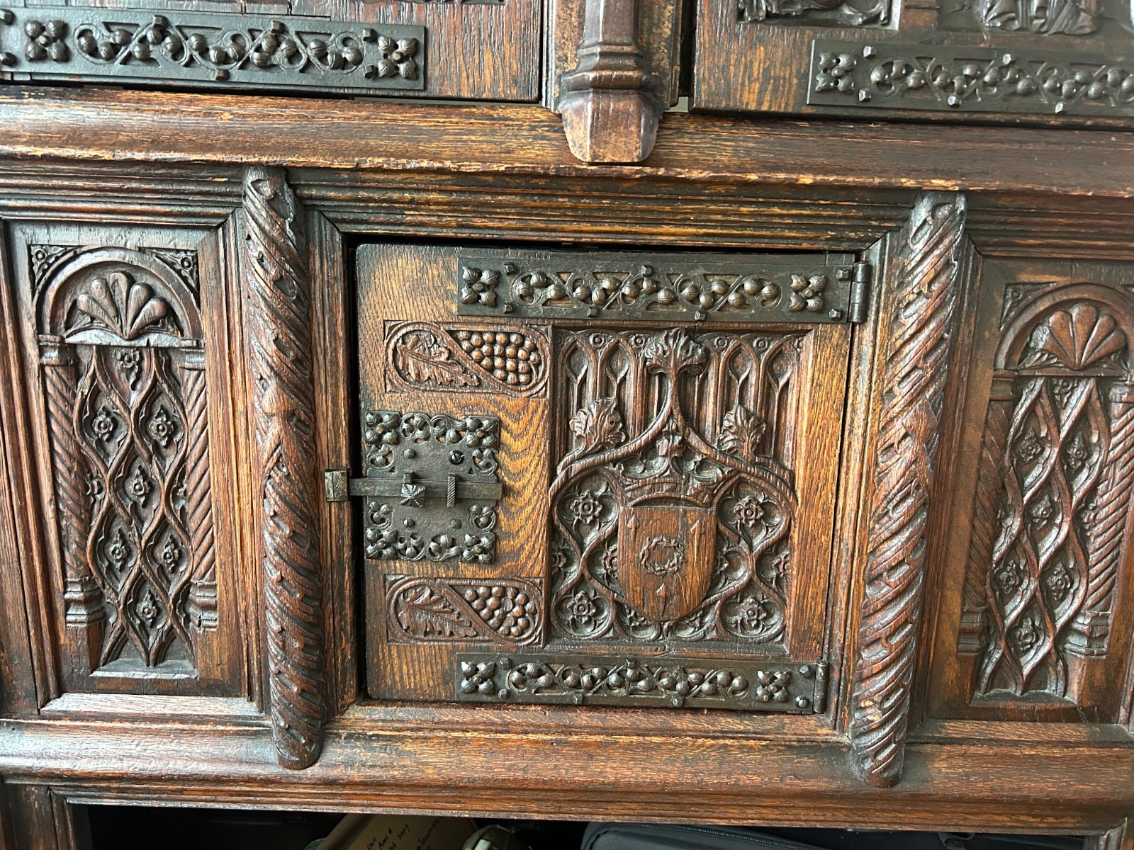 19th Century oak gothic revival cabinet