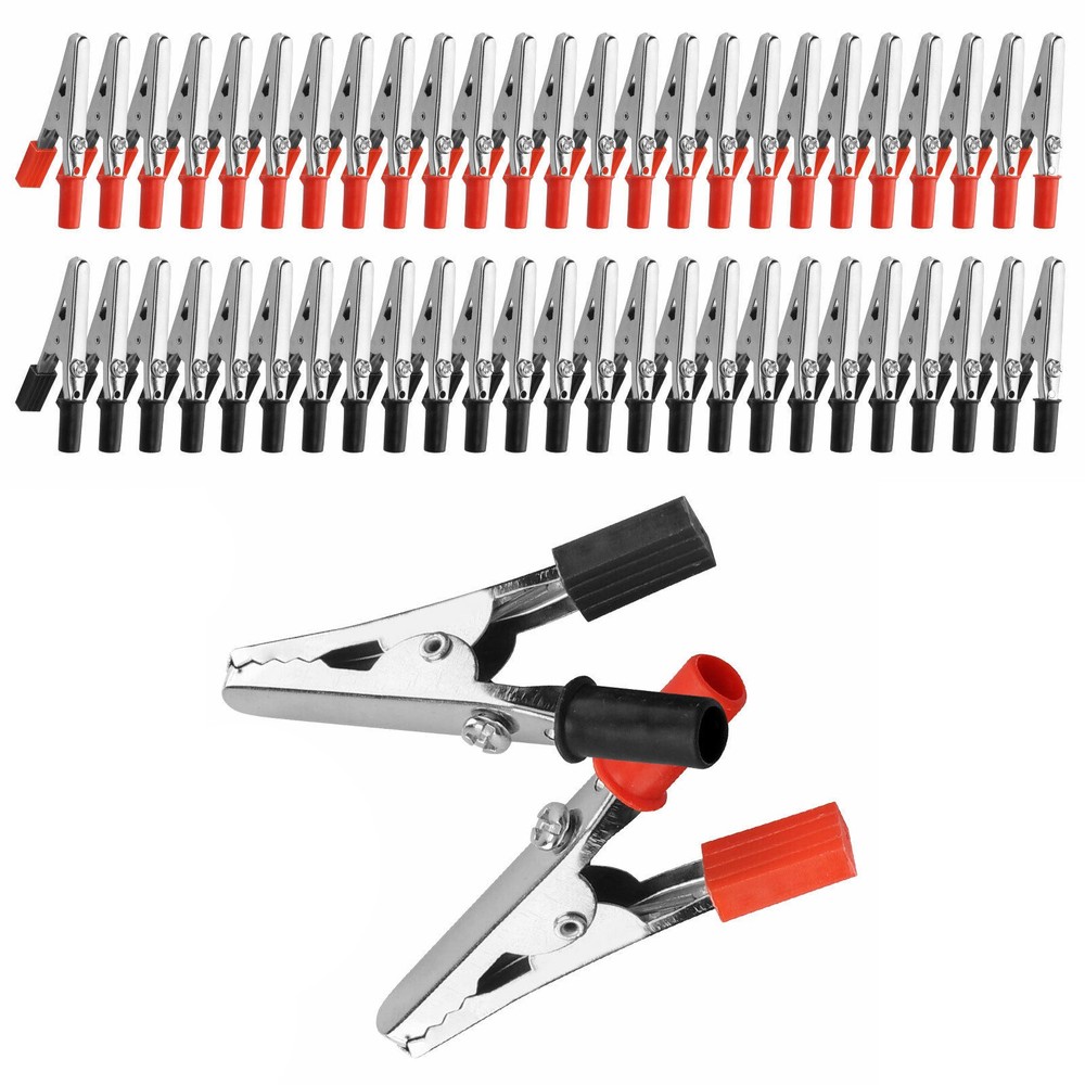 50Pcs Mutilfunction Electrical Test Clamps Metal Alligator Clips Plastic Handle