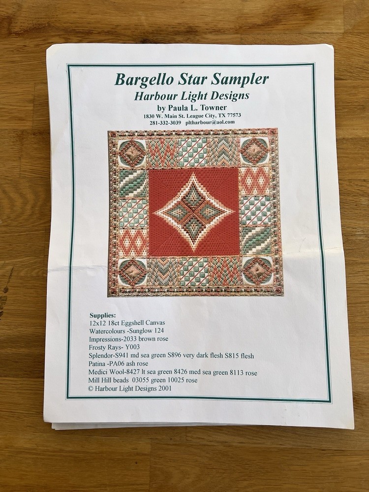 Harbour Lights Designs Needlepoint Sampler Bargello Star Chart Only Paula Tower