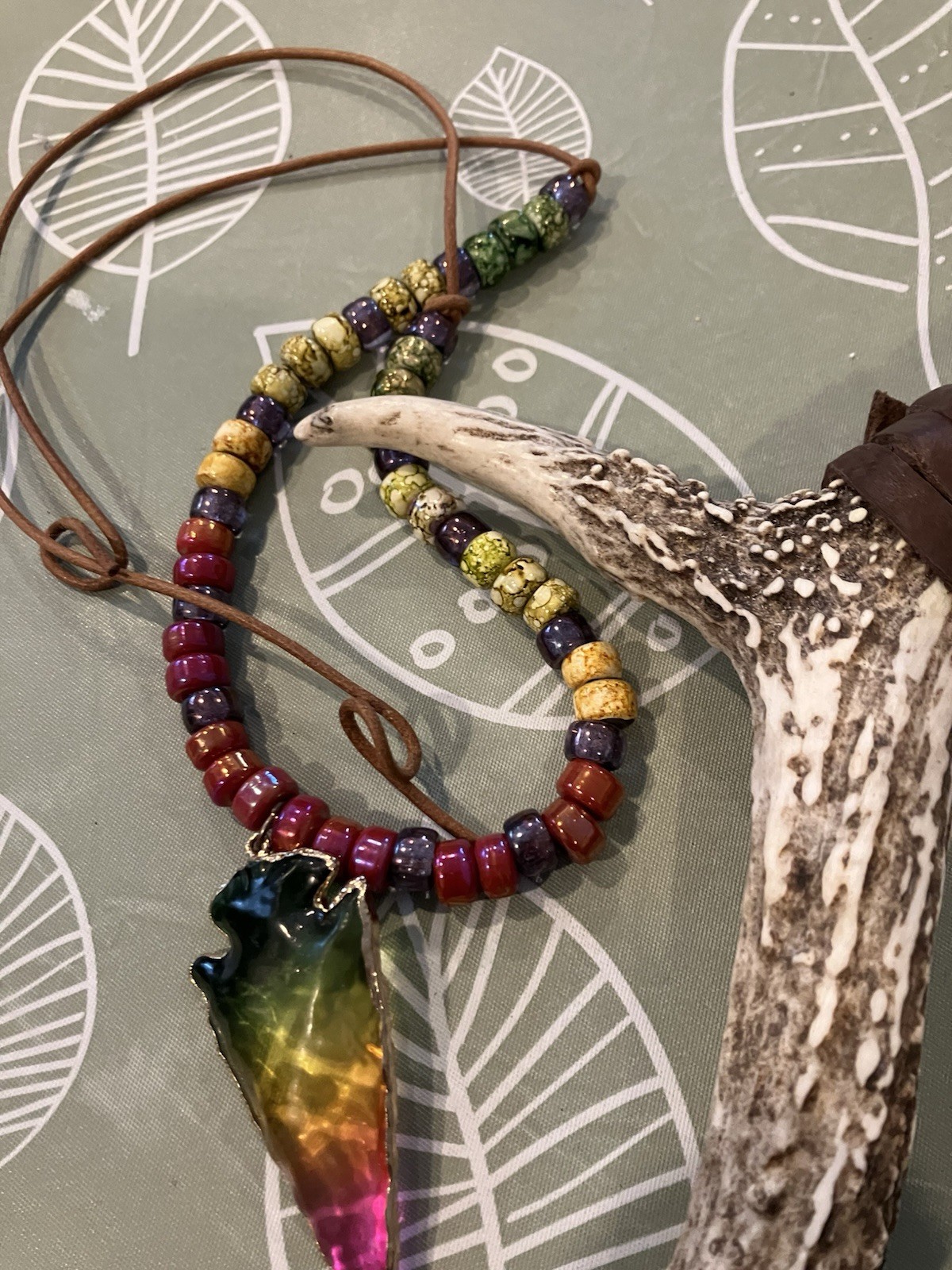 Flint Knapped Stone Arrowhead Blade W/ Antler Handle Knife 8.”inch & EXTRAS