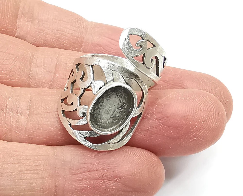 Wrap Silver Ring Blank Base Bezel Settings Cabochon Base Mountings Adjustable