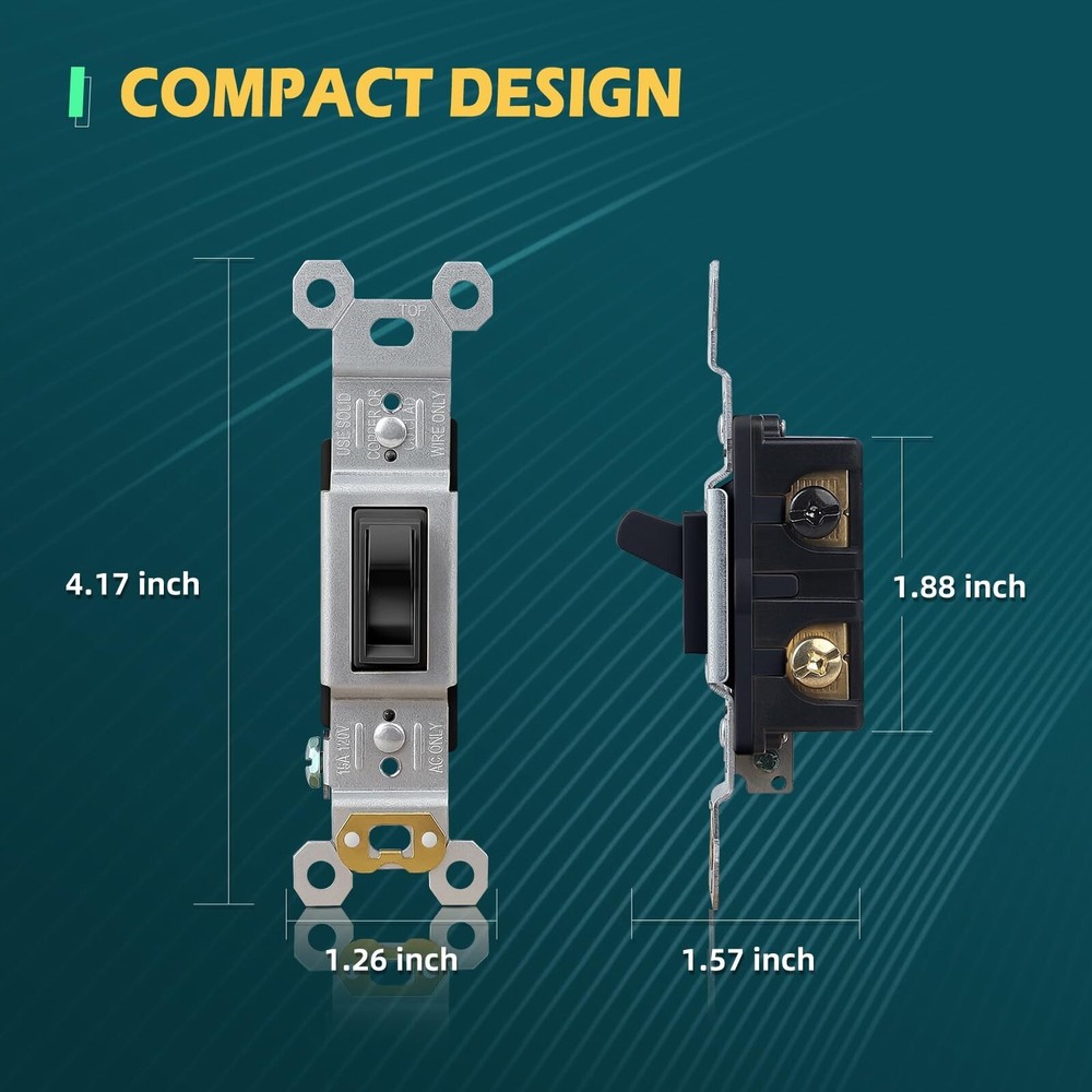 Toggle Electrical Switch, Single Pole Wall Switch, 15 Amp, 120 Volt, in Wall ...