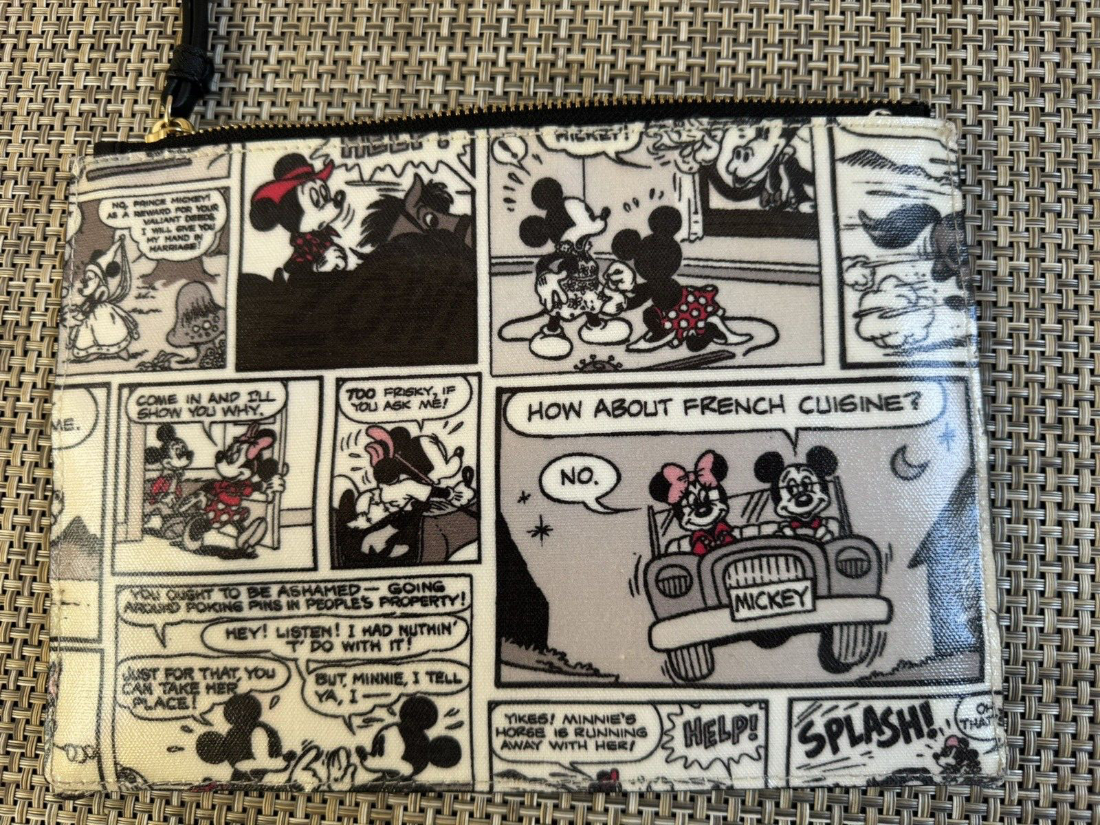 KATE SPADE X DISNEY Mickey Minnie Mouse Comic Medium Corner Zippered Wristlet