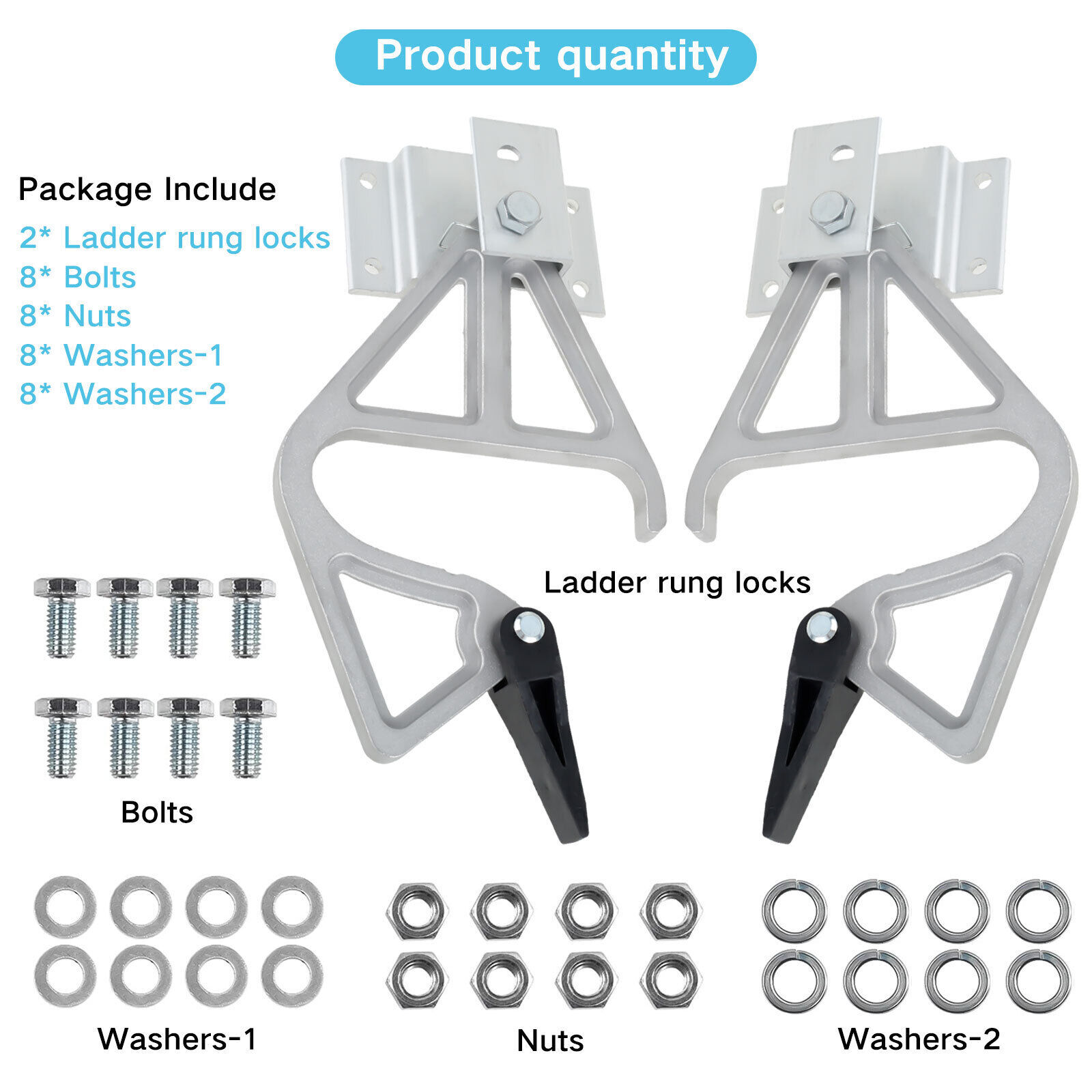 2Pcs Extension Ladder Locks Aluminum Alloy Rung Lock Kit Sturdy Ladder Parts