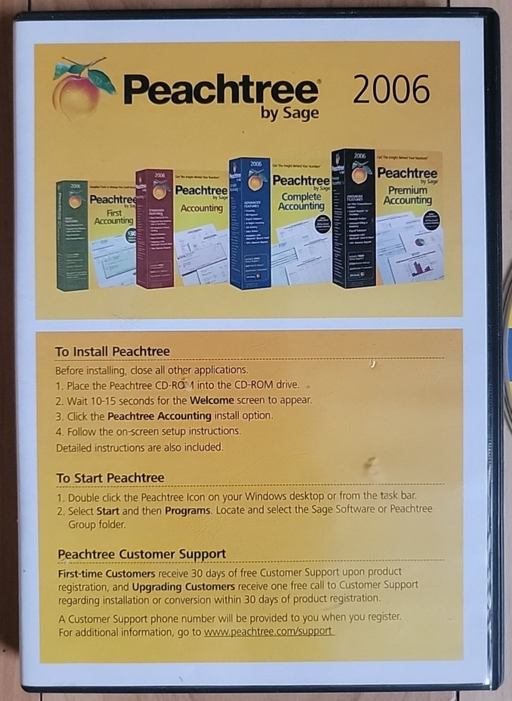 Peachtree by Sage Accounting 2006 - CD Software With S/N - READ