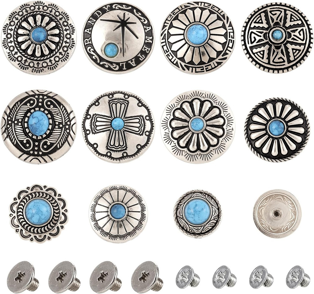 Leather Decorative Conchos Stud Screw Back Buttons Imitation Turqu