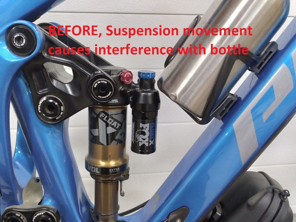 Waterbottle cage position extender, Relocation Clearance Bracket for suspension