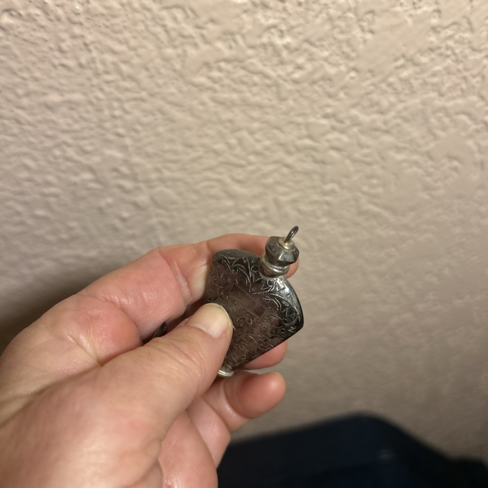 Antique Tiny Sterling Silver 950 Perfume Bottle Ornate Engraved Victorian Deco