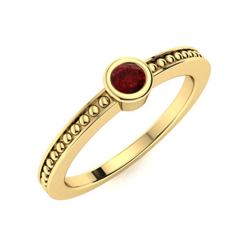 925 Sterling Silver Natural Garnet Trendy Solitaire Statement Ring