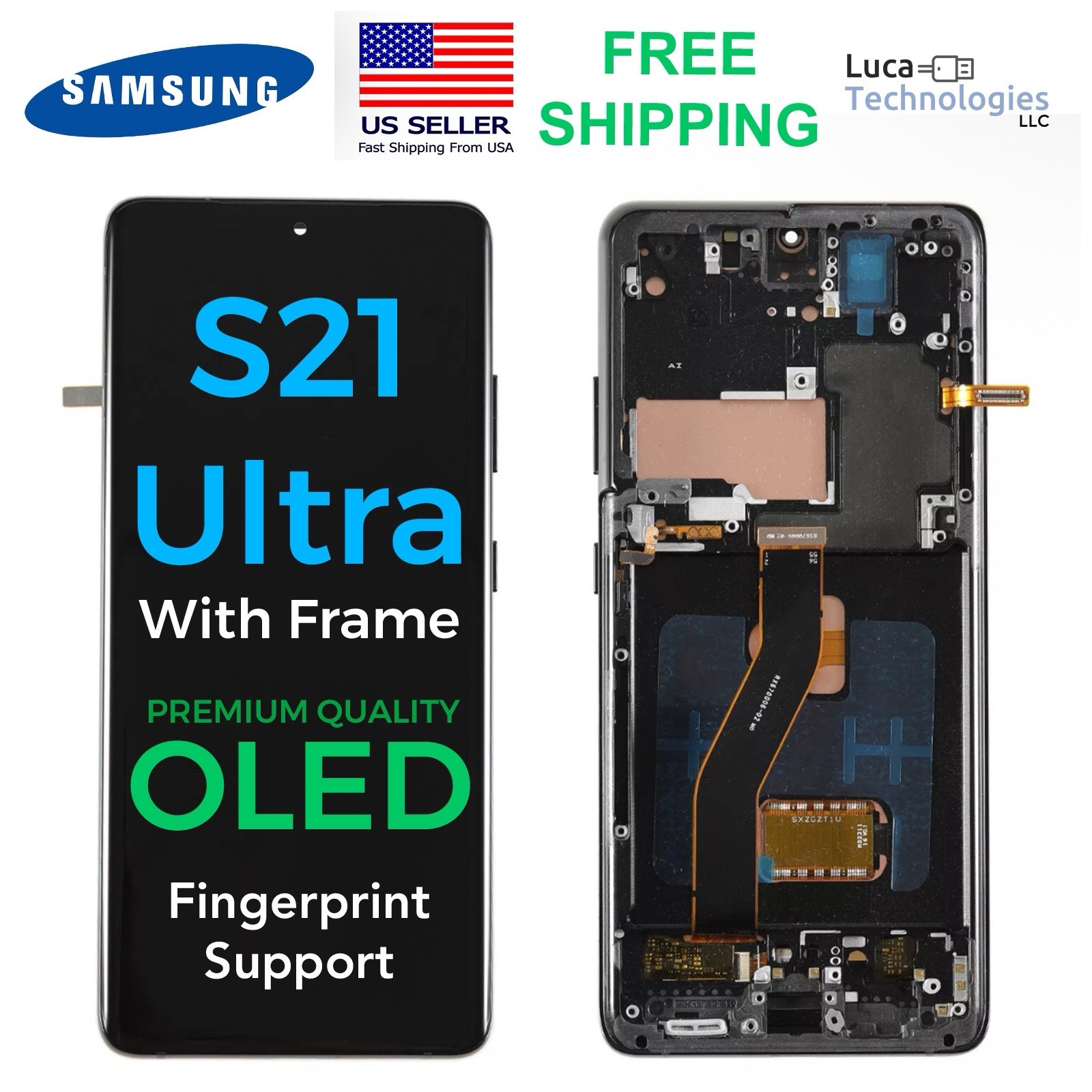 OLED For Samsung Galaxy S21 Ultra Premium Touch Screen Replacement With Frame