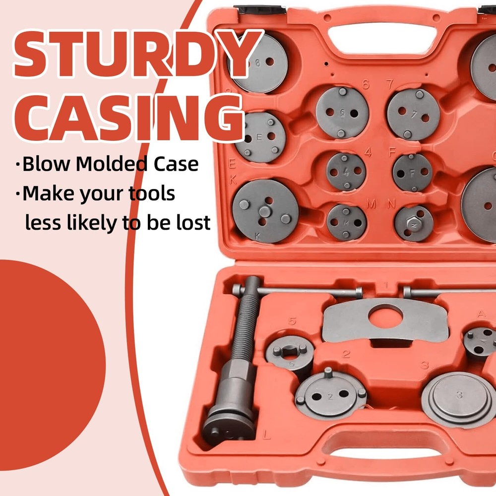 18Pcs Disc Brake Caliper Rewind Tool Auto Compressor Piston Pad Wind Back Kit