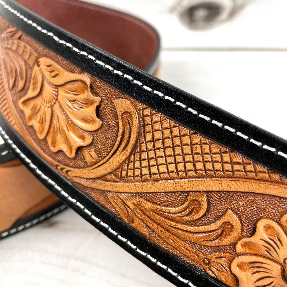 Walker & Williams LC-11 100% Handmade Leather Strap Hand Tooled Live Oak Pattern