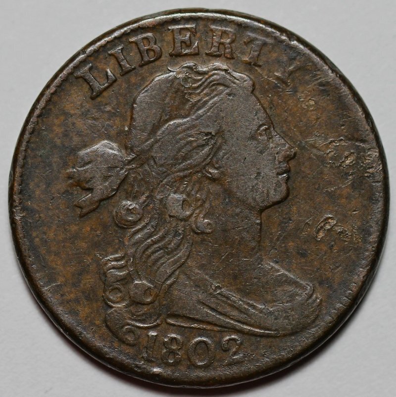 1802 Draped Bust Large Cent - Stemless - Digs - US 1c Copper Coin