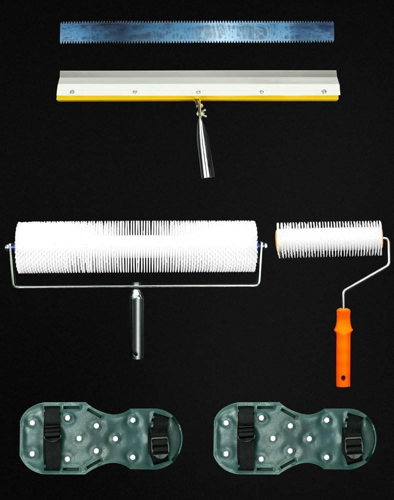 Professional Self-Leveling Tool Kit for Flooring: Rollers, Spike Shoes & Scraper