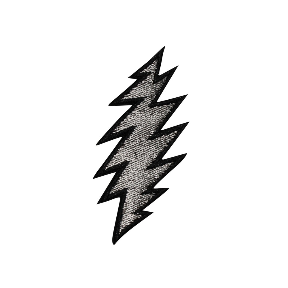 Grateful Dead Silver Lightning Bolt Embroidered Iron On Patch - OFFICIAL 36-E