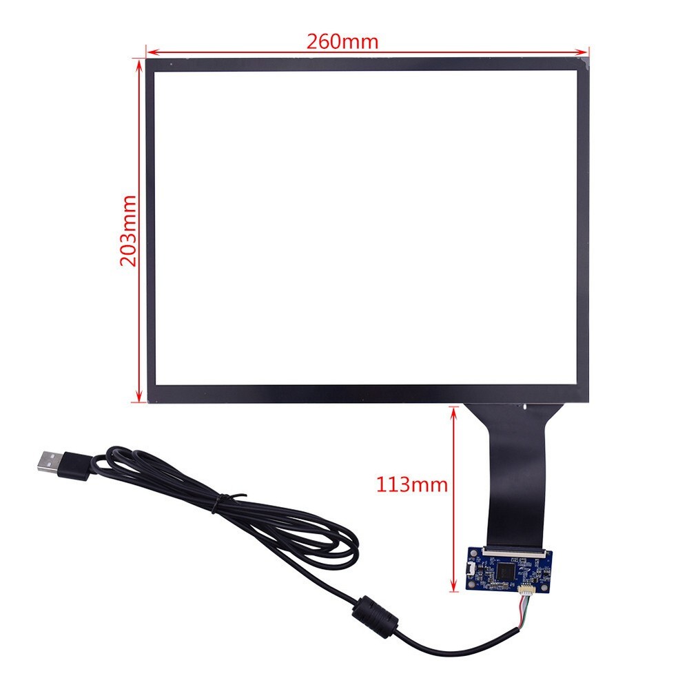 260*203mm 10 Point Touch + USB Controller 12.1 inch 4:3 Capacitive Touch Screen