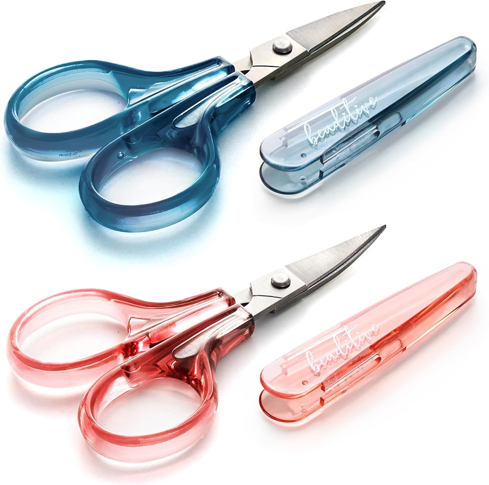 Detail Craft Scissors Set (2 Pcs) Curved and Straight, Sharp, Compact | Sewing,